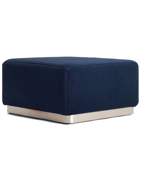 Pouf bleu nuit velours socle acier Pouf bleu nuit velours socle acier