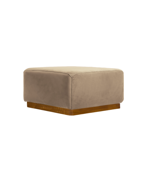 Pouf camel velours socle bois Pouf camel velours socle bois
