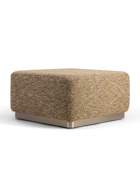 Pouf effet tweed marron et vert socle acier Pouf effet tweed marron et vert socle acier
