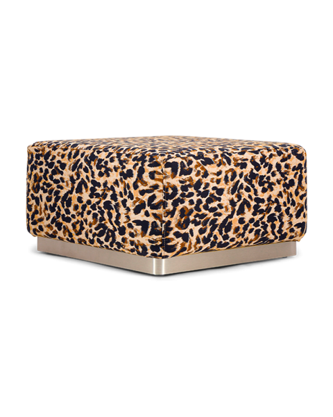 Leopard cotton jacquard pouf with steel base