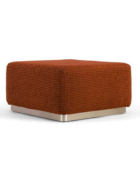 Pouf marron chenille côtelée socle acier Pouf marron chenille côtelée socle acier