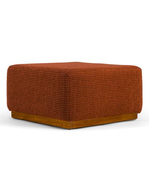 Pouf marron chenille côtelée socle bois Pouf marron chenille côtelée socle bois