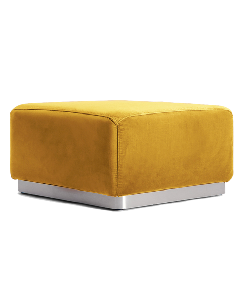 Pouf moutarde velours socle acier Pouf moutarde velours socle acier