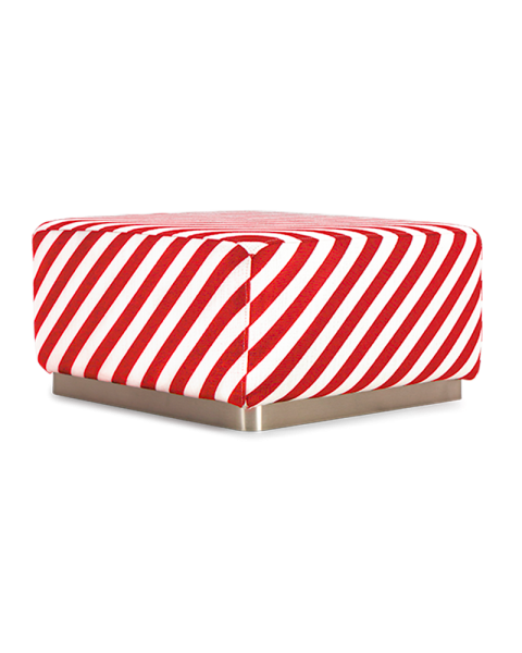 Pouf rayures brique tissu jacquard socle acier Pouf rayures brique tissu jacquard socle acier
