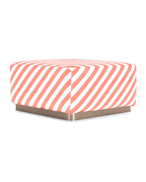 Pouf rayures rose tissu jacquard socle acier Pouf rayures rose tissu jacquard socle acier