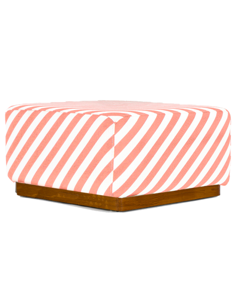Pink striped pouf jacquard fabric wooden base Pink striped pouf jacquard fabric wooden base