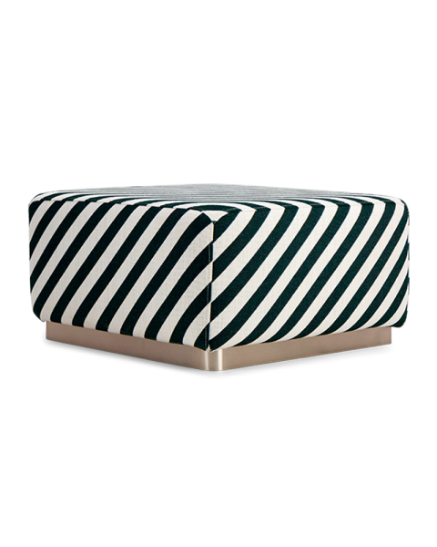 Pouf rayures vert foncé tissu jacquard socle acier Pouf rayures vert foncé tissu jacquard socle acier