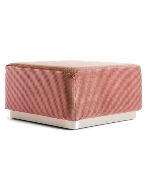 Pouf rose pâle velours côtelé socle acier Pouf rose pâle velours côtelé socle acier