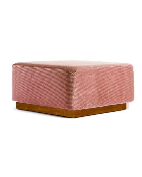 Pouf rose pâle velours côtelé socle bois Pouf rose pâle velours côtelé socle bois
