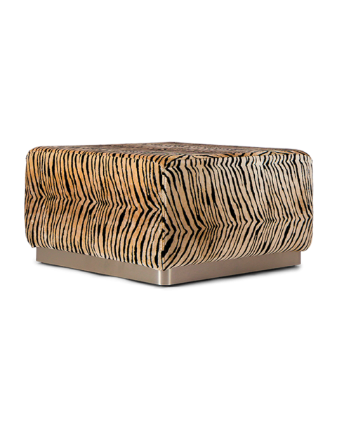 Pouf velours tigre socle acier Pouf velours tigre socle acier