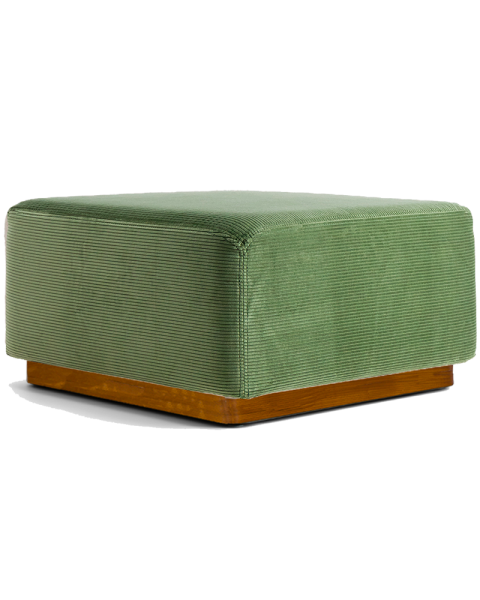 Pouf vert amande velours côtelé socle bois Pouf vert amande velours côtelé socle bois
