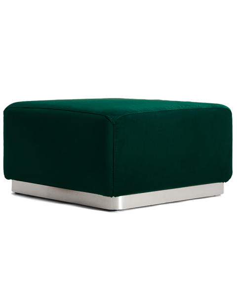 Pouf vert sapin velours socle acier Pouf vert sapin velours socle acier