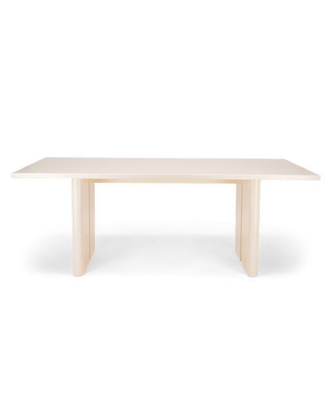 Table de salle à manger stratifié et laque blanc crème 6 places