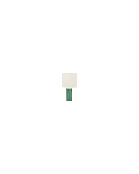 Lampe à poser vert amande bois laqué et coton plissé