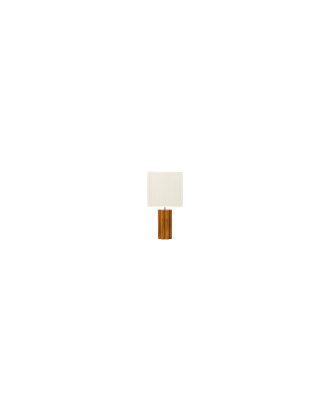 Lampe à poser frêne finition iroko et coton plissé