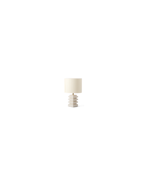 Lampe à poser céramique blanche et coton plissé blanc crème