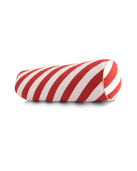 Coussin traversin rayures brique tissu jacquard Coussin traversin rayures brique tissu jacquard