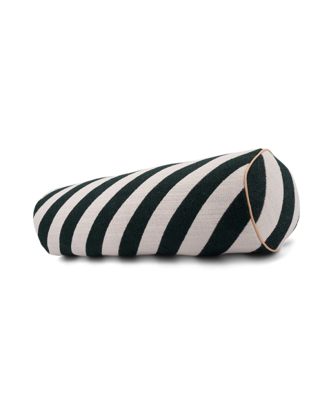 Coussin traversin rayures vert foncé tissu jacquard Coussin traversin rayures vert foncé tissu jacquard