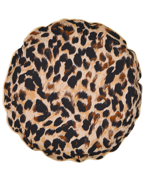 Coussin rond léopard coton jacquard Coussin rond léopard coton jacquard