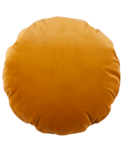 Coussin rond moutarde velours Coussin rond moutarde velours
