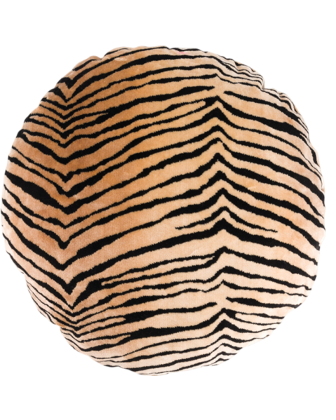 Coussin rond velours tigre Coussin rond velours tigre