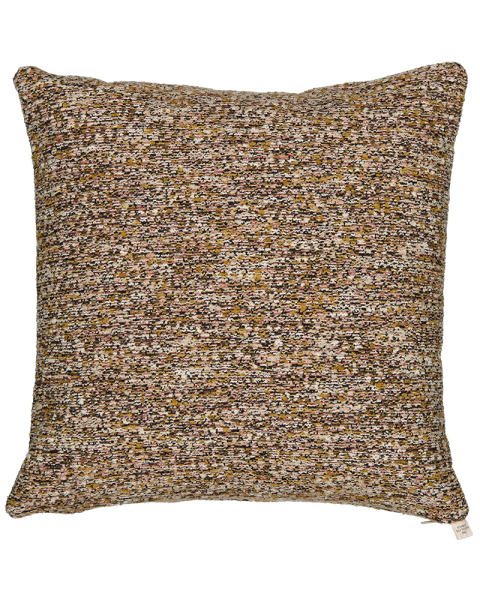 Coussin effet tweed marron et vert - carré Coussin effet tweed marron et vert - carré
