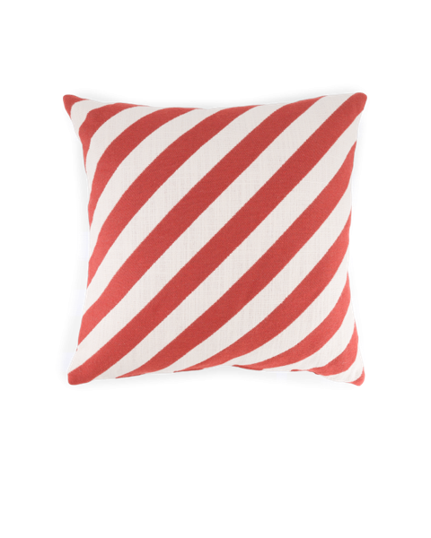 Coussin rayures brique tissu jacquard - carré