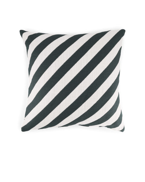 Coussin rayures vert foncé tissu jacquard - carré