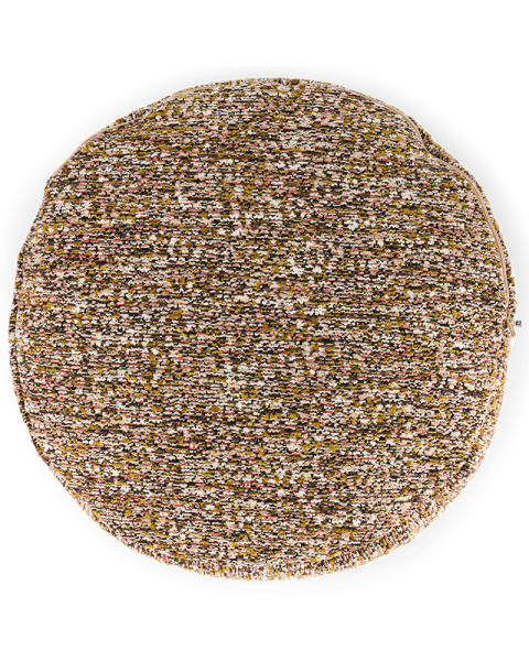 Coussin rond marron et vert effet tweed