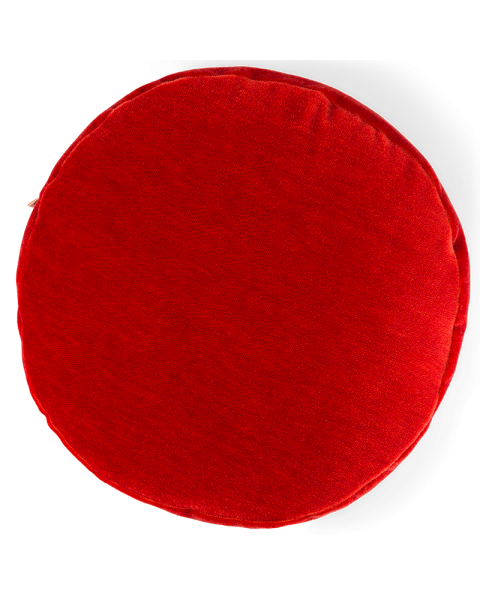Coussin rond vermillon velours de mohair