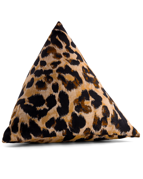 Leopard cushion cotton jacquard berlingot - 30x30x30cm