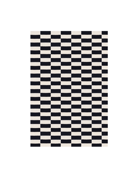 Tapis damier noir laine - 150x200cm