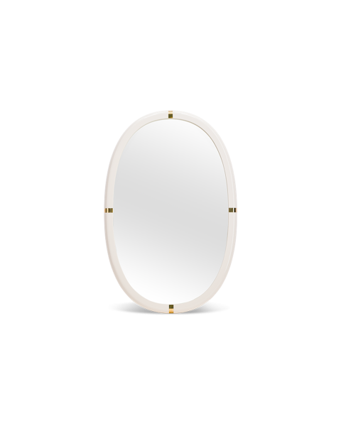 Petit miroir blanc crème bois laqué Petit miroir blanc crème bois laqué