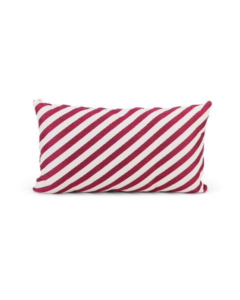 Coussin Massimo d'extérieur tissu à rayures bordeaux