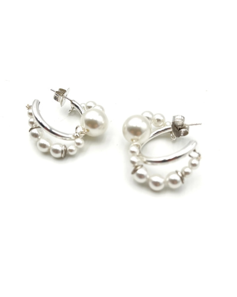 pearl earring - silver pearl earring - silver