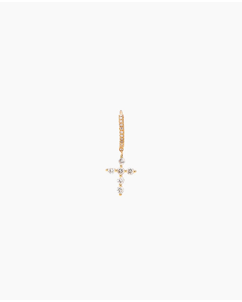 Single Earring paving with Cross paving yellow gold Single Earring paving with Cross paving yellow gold