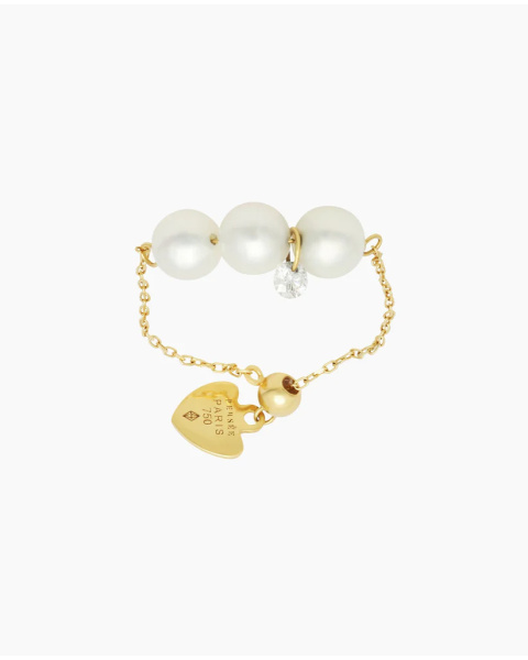 Ring Aphrodite 3 pearls with 1 diamond