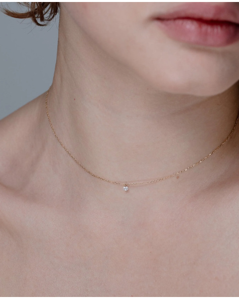 Necklace Danaé diamond 0.08 yellow gold