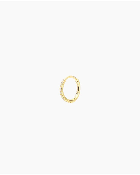 Single Earring circle paving yellow gold Single Earring circle paving yellow gold