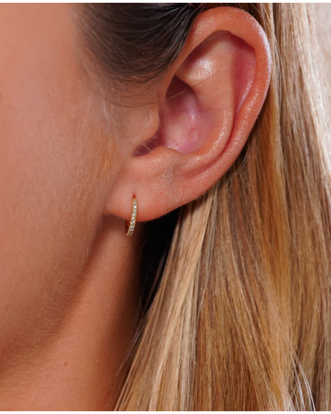 Single Earring circle paving yellow gold Single Earring circle paving yellow gold