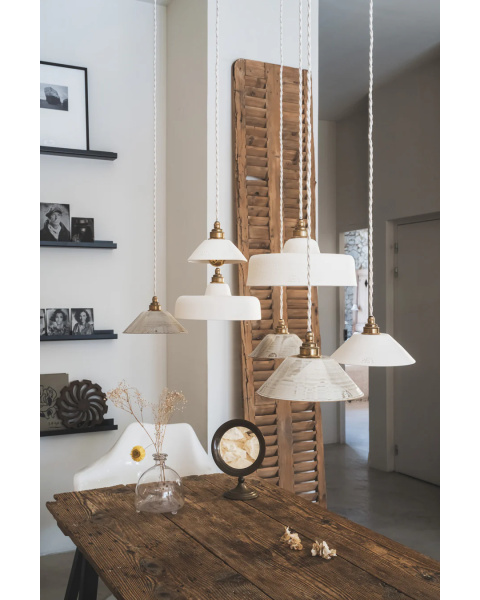 LISETTE - Terre cuite blanche - Suspension - Avec rosace en porcelaine