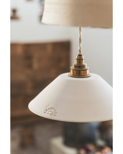 LISETTE - Terre cuite blanche - Suspension - Avec rosace en porcelaine