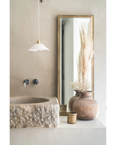LISETTE - Terre cuite blanche - Suspension - Avec rosace en porcelaine