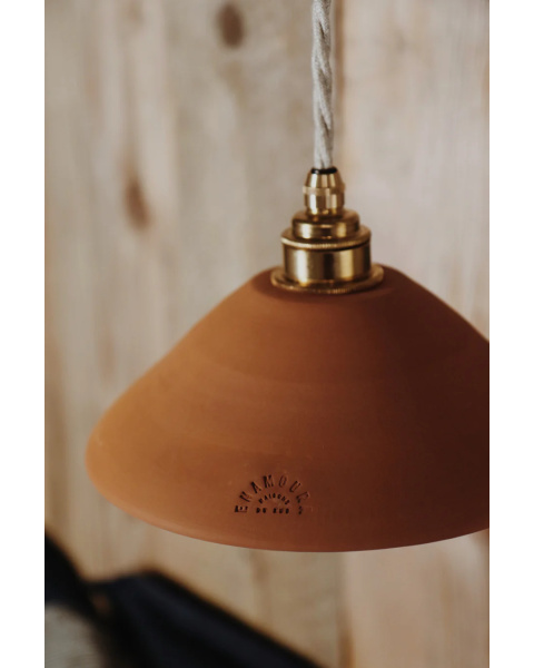 LISETTE - Terre cuite rouge - Suspension - Avec rosace en porcelaine