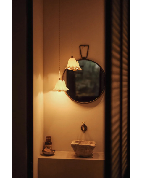 LILI - Biscuit Porcelain - Pendant Light - With porcelain rose LILI - Biscuit Porcelain - Pendant Light - With porcelain rose