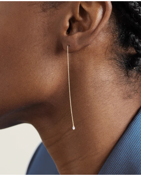 Mono earring Chain 1 diamond yellow gold Mono earring Chain 1 diamond yellow gold