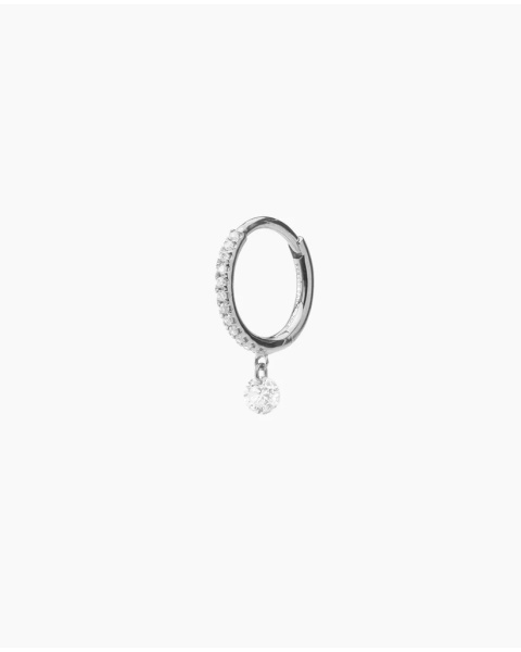 Single earring piercing circle paving 1 diam white gold