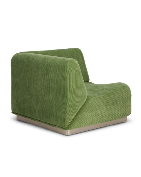 Module d'angle vert amande velours côtelé socle acier Module d'angle vert amande velours côtelé socle acier