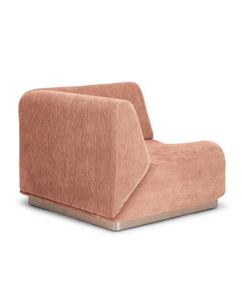 Module d'angle rose pâle velours côtelé socle acier Module d'angle rose pâle velours côtelé socle acier