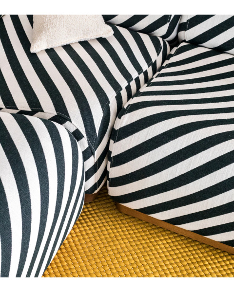 Dark green striped corner module jacquard fabric wooden base